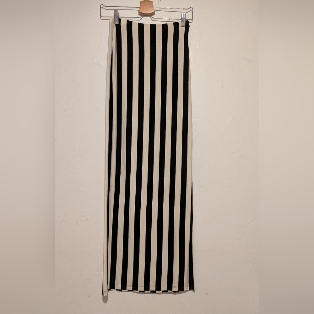 Black and White Striped Maxi Skirt